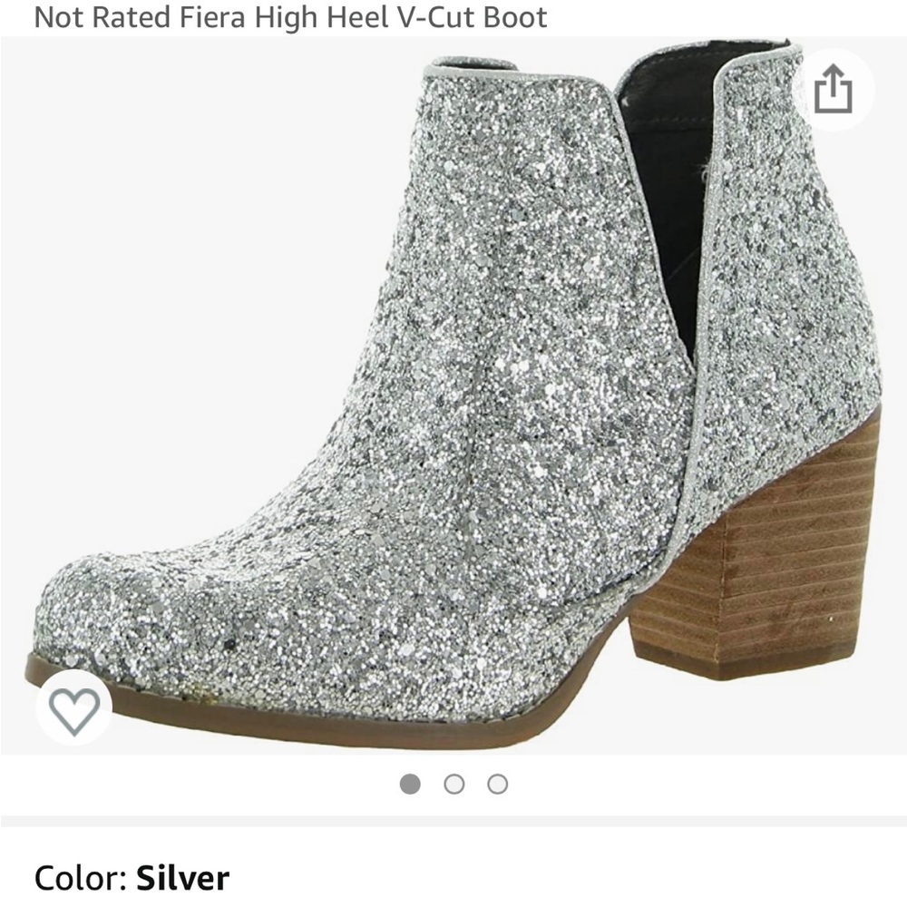 Not Rated Fiera Glitter Booties Silver Boots 10